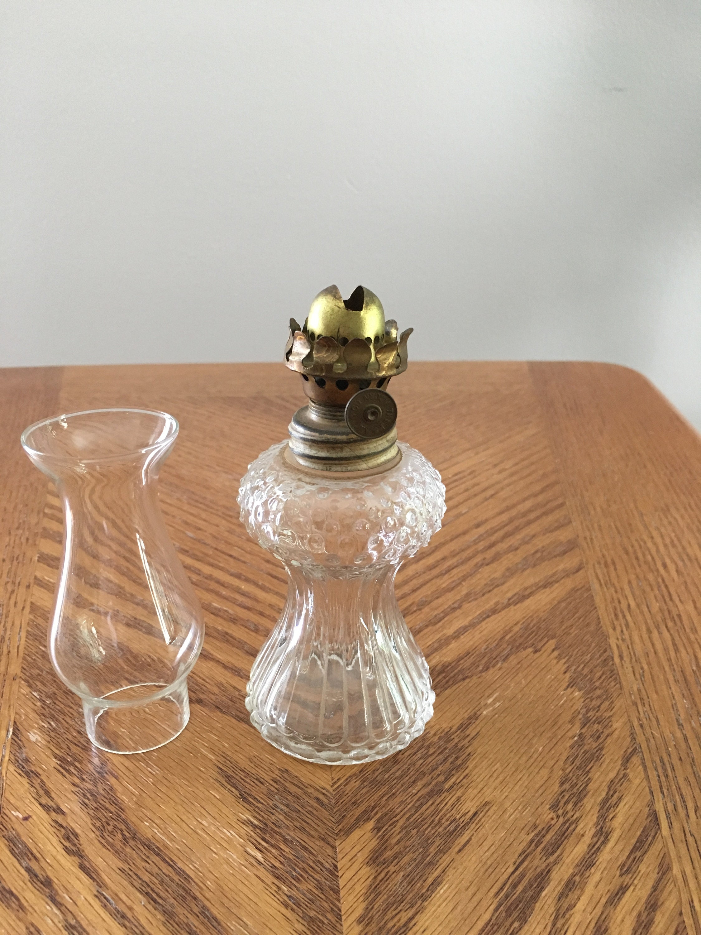 Vintage minature oil lamp with chimney