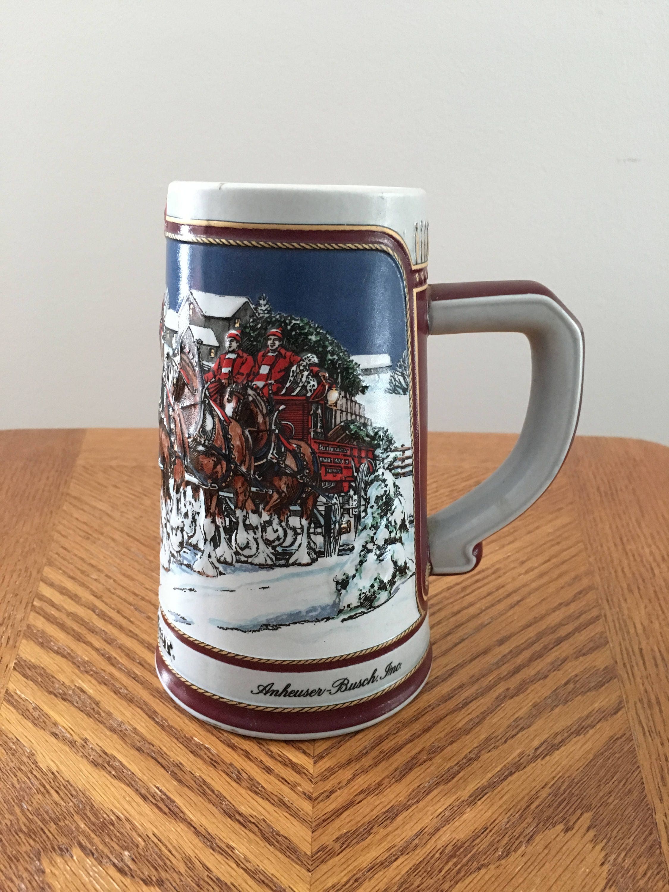 Vintage 1989 Budweiser CS 89 beer stein Winter Evening