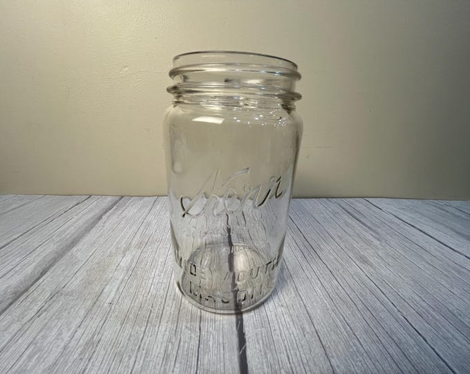 Vintage Kerr quart size wide mouth self-sealing trademark REC clear canning jar
