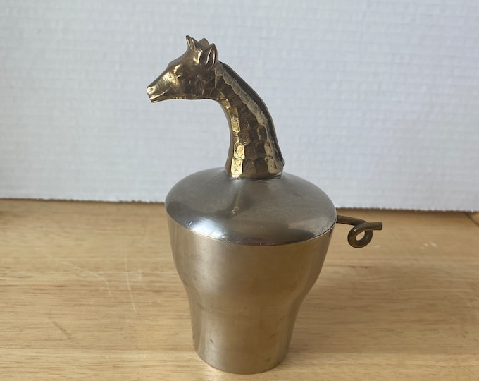 Vintage Brass and metal Giraffe Lidded Trinket Cup