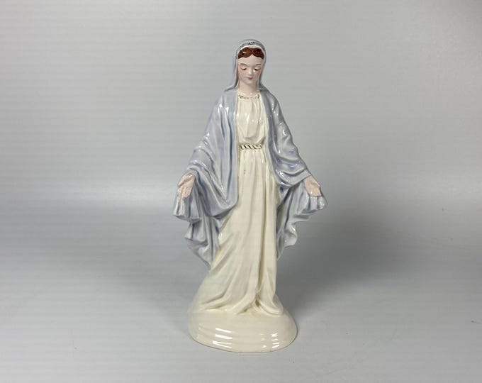 Vintage 9"  Florence Porcelain Ceramics Madonna with gold highlights - from Pasadena, California