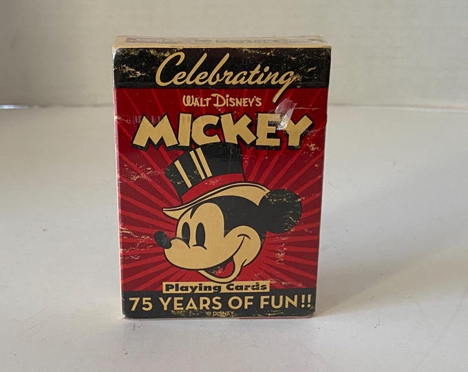 Never Opened Walt Disney Mickey Mouse 75 Years of Fun Playing 54 Card Deck by Bicycle Brand