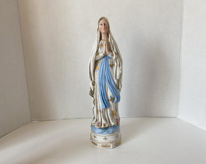 Our Lady of Lourdes 9 1/2" tall Resin figurine on base from 2001 Roman Inc.
