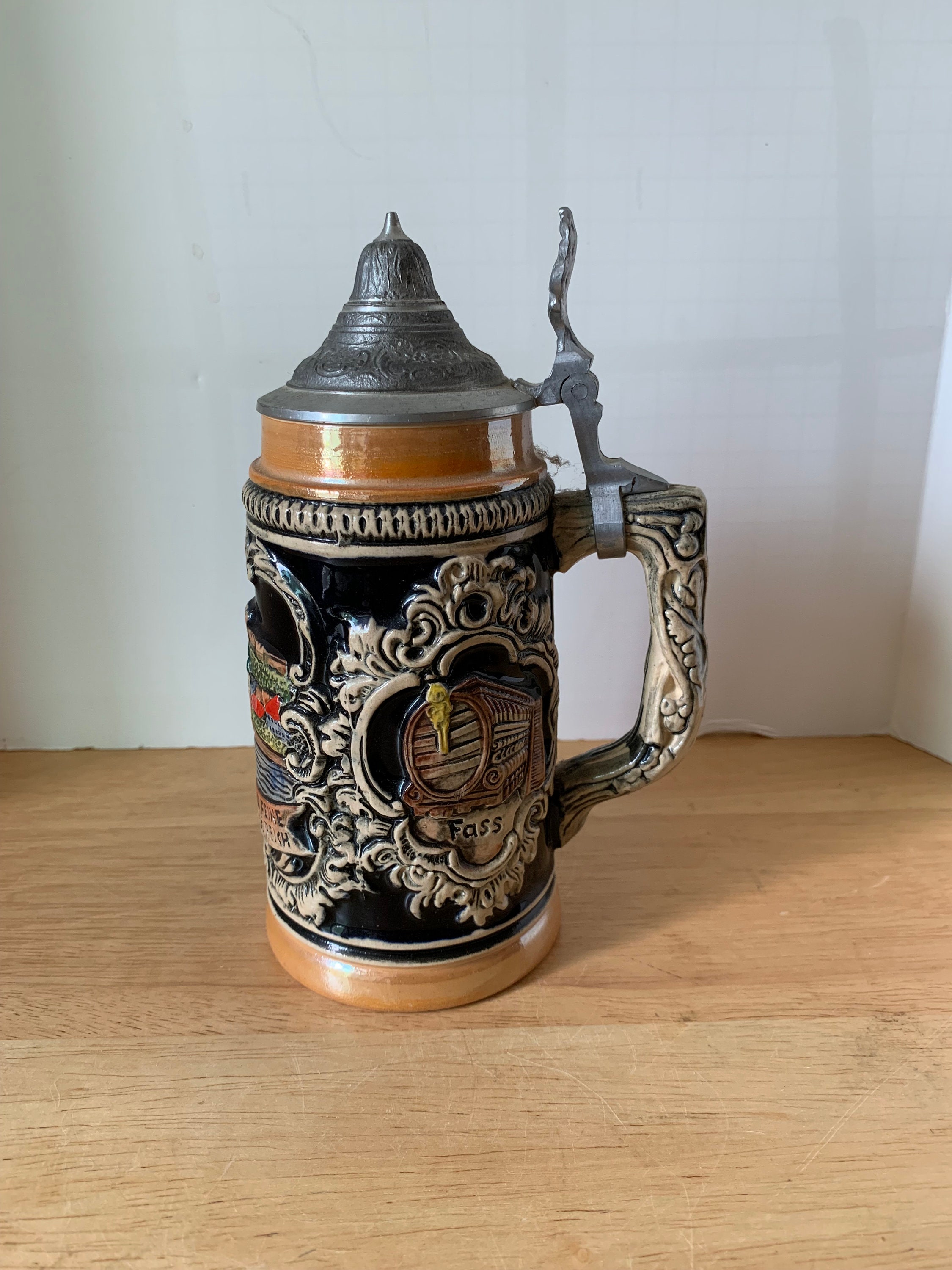 Vintage West Germany lidded beer stein