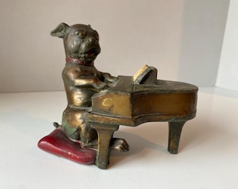 1930s Kronheim Oldenbusch K & O Grand Piano Dog Figurine Statue Sculpture Bulldog