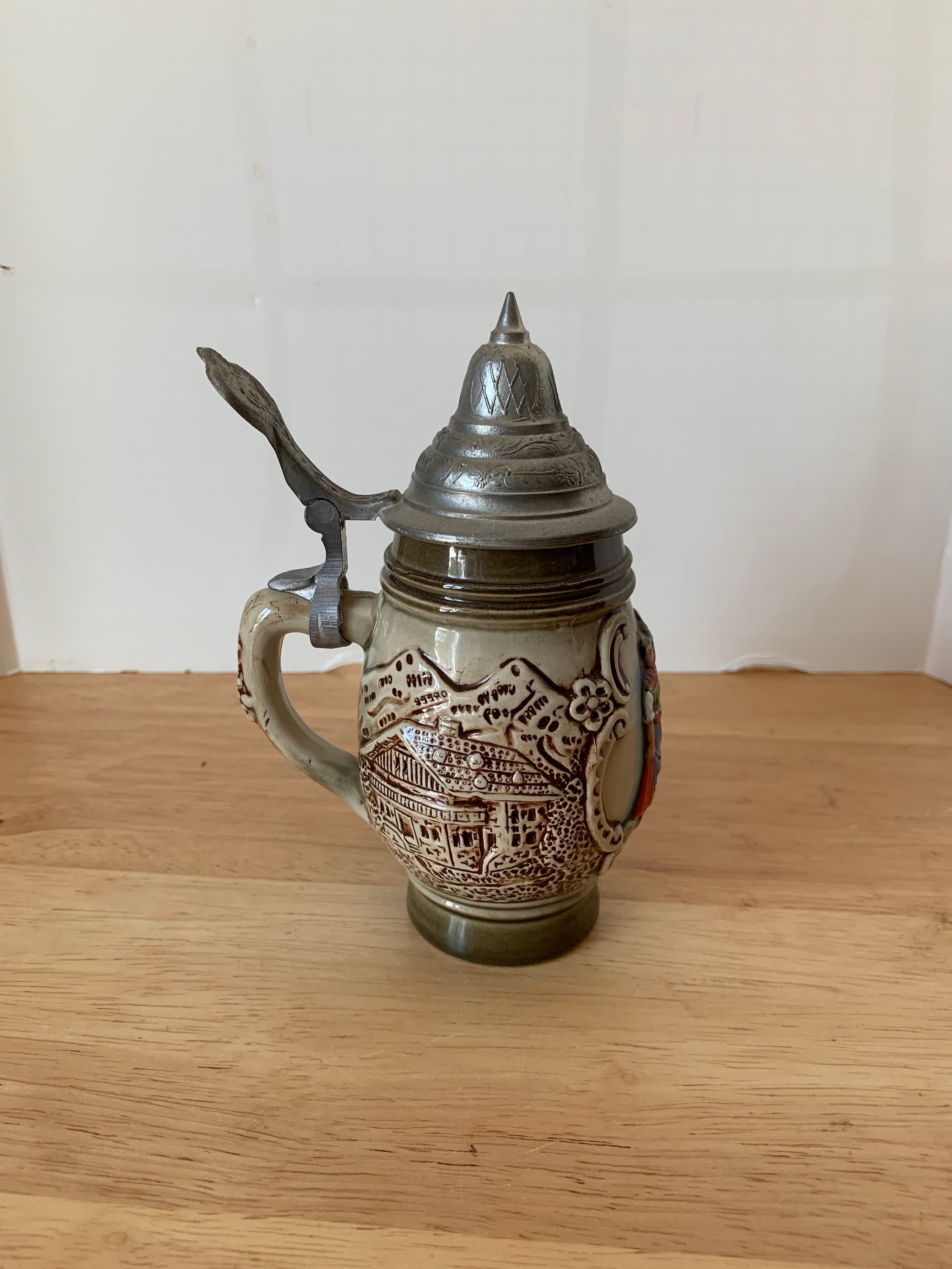 Vintage German King lidded beer stein