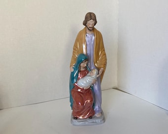 1985 - 12" Tall Holy Family Nativity Figurine of Joseph, Mary and Baby Jesus in Porcelain Ceramic by Roman Inc.