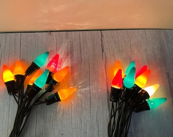 Choice of vintage C 7 swirl and fluted 8 string Christmas lights