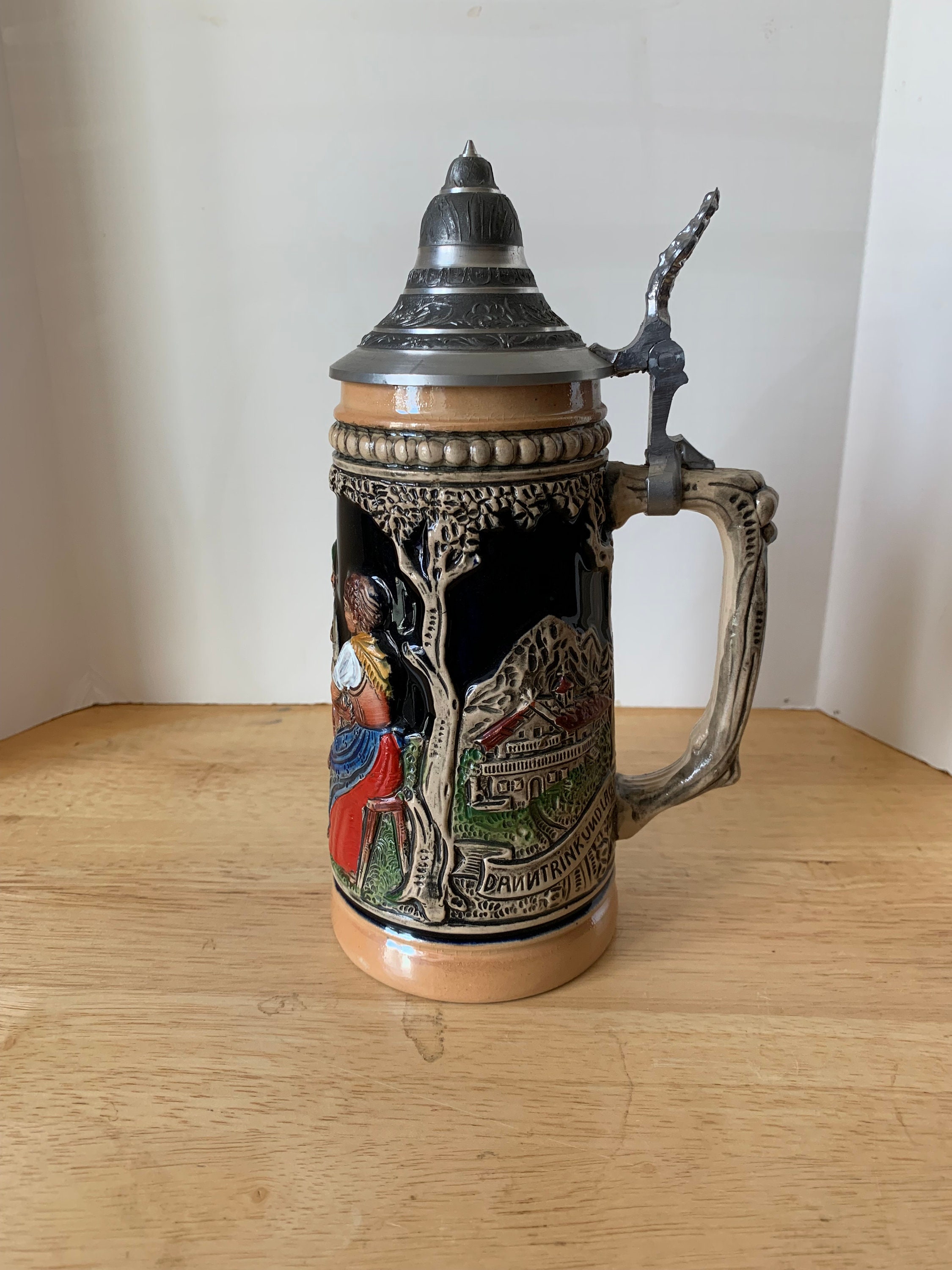 Vintage original Zoller and Born lidded German beer stein