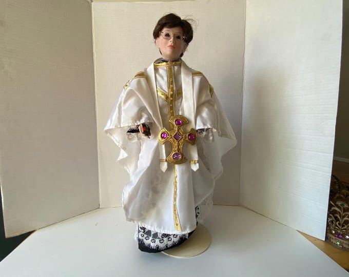 20" Porcelain Jointed Christian Priest Doll in full Vestments