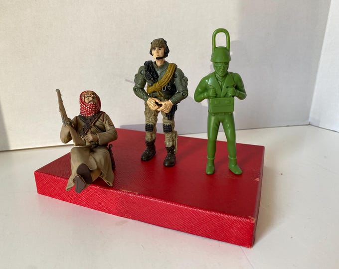 Choice of 4" Military Figurine - 2003 Lanard Military Corp Action Figure, Arab Warrior or Retro Paratrooper