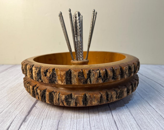 Vintage live edge 8-piece nut bowl