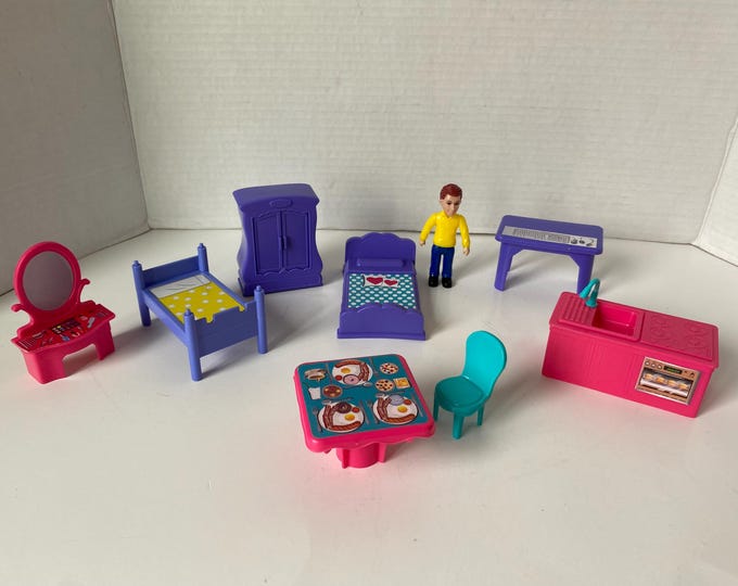 Set of 9 Kid Connection Doll House Furniture with Male Doll by KidKraft