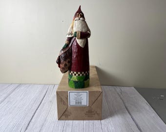 Vintage Heartwood Creek Jim Shore 2002 Tall Santa with bag 105527 in original box