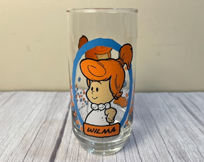 Vintage 1986 Pizza Hut Flintstone Kids Wilma Drinking Glass