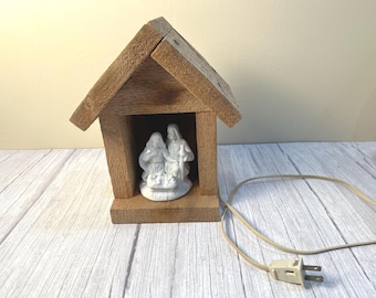 Lighted rustic Wood Nativity scene