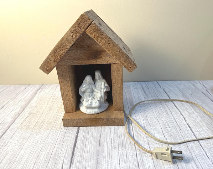 Lighted rustic Wood Nativity scene