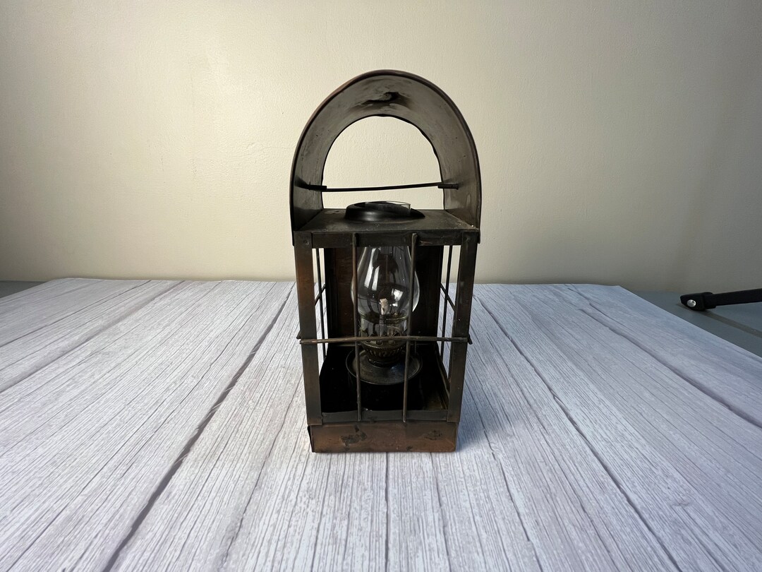 Vintage Metal Panel Nautical Oil Lamp With Clear Chimney and Etsy