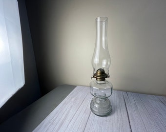 male style 12-sided male style clear embossed base oil lamp with clear chimney and wick