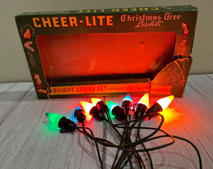 Cheer- Lite 8 light string vintage Christmas lights in original box