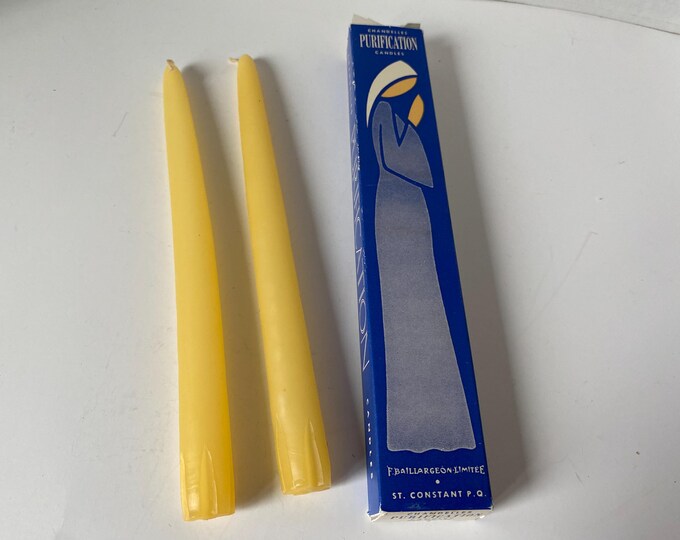 Vintage Set of 2 Tall  9 1/2" Purification  Devotional Candles