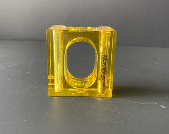 Super Cool and RARE Vintage MCM Yellow Lucite all-in-one Salt and Pepper Shaker with large center hole
