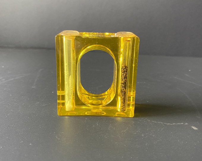 Super Cool and RARE Vintage MCM Yellow Lucite all-in-one Salt and Pepper Shaker with large center hole
