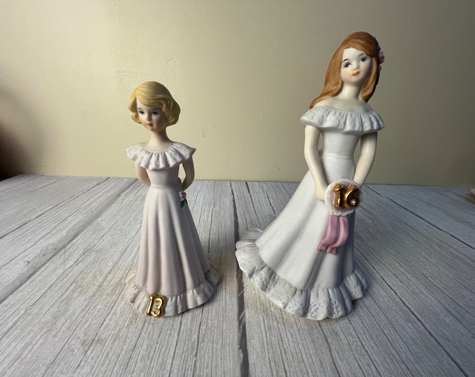 Birthday Girls from Enesco Vintage ceramic "Growing Up Birthday Girls" choose 13, 16 from 1981