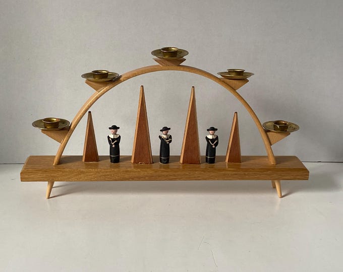 Vintage German Arch Woodent Advent Candle Holder