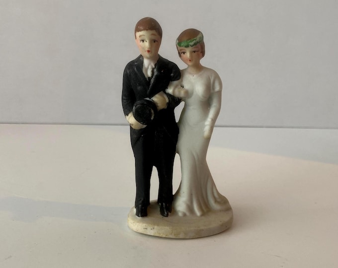 1940s Art Deco Bisque Wedding Cake Topper