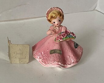 Vintage Josef Originals May Doll of the Month Series Figurine with Original Tag with Message
