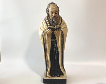 1960s  17" Tall chalkware Rabbi statue from Marwal Industries, Inc
