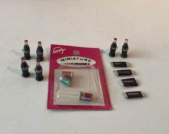 13 Piece Set Miniature of Coke, Pepsi, 7Up and Hershey Bars