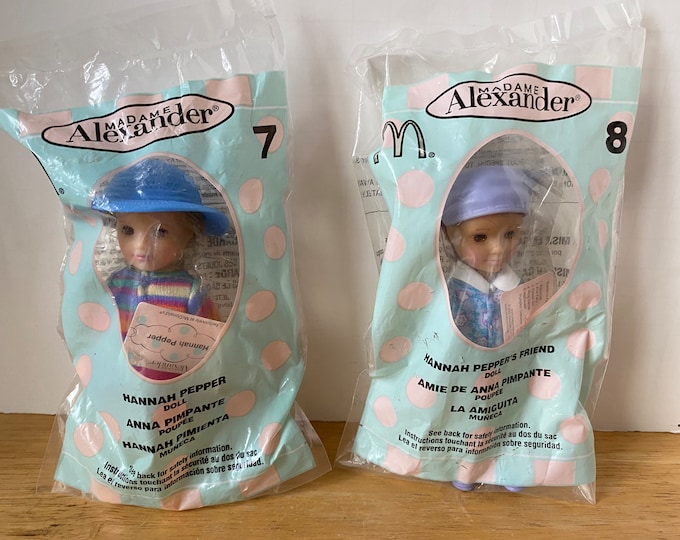 Set of 2 McDonalds 2003 Madam Alexander Dolls #7 Hanna Pepper and #8 Hannah Pepper's Friend 5" dolls In unopened packaging