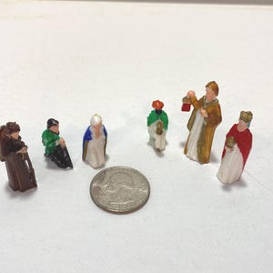 6 Piece micro mini  painted Nativity Characters for dioramas or craft projects