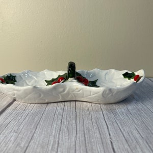 Vintage 1970/1 Lefton Christmas double Candy Dish 6058