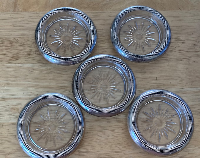 Set of 5 Crown Sterling Coasters