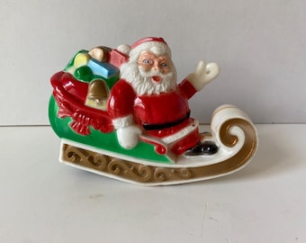 Vintage Christmas Santa Claus Friction Push Toy Sled