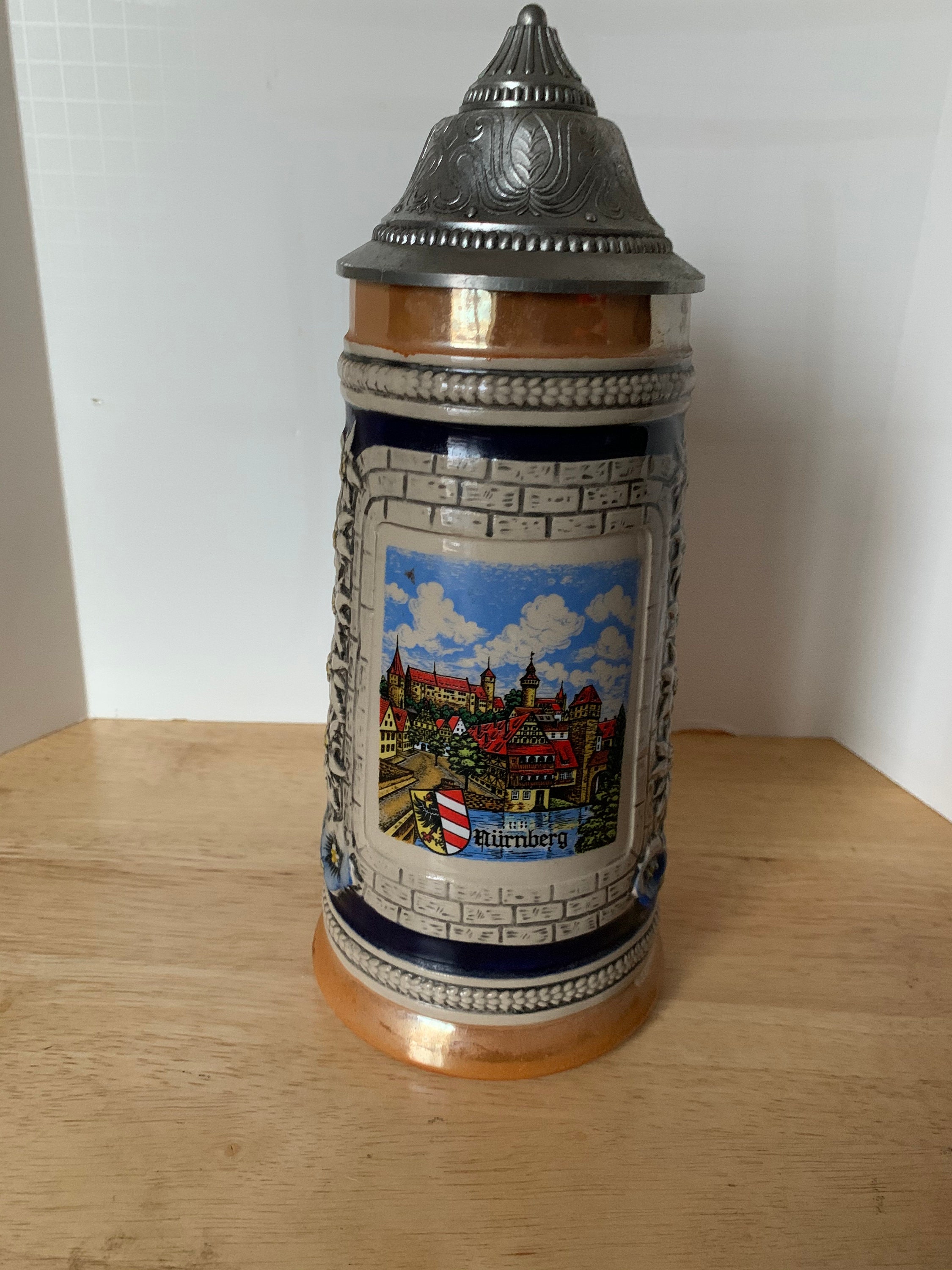 Vintage original Gerz lidded German beer stein