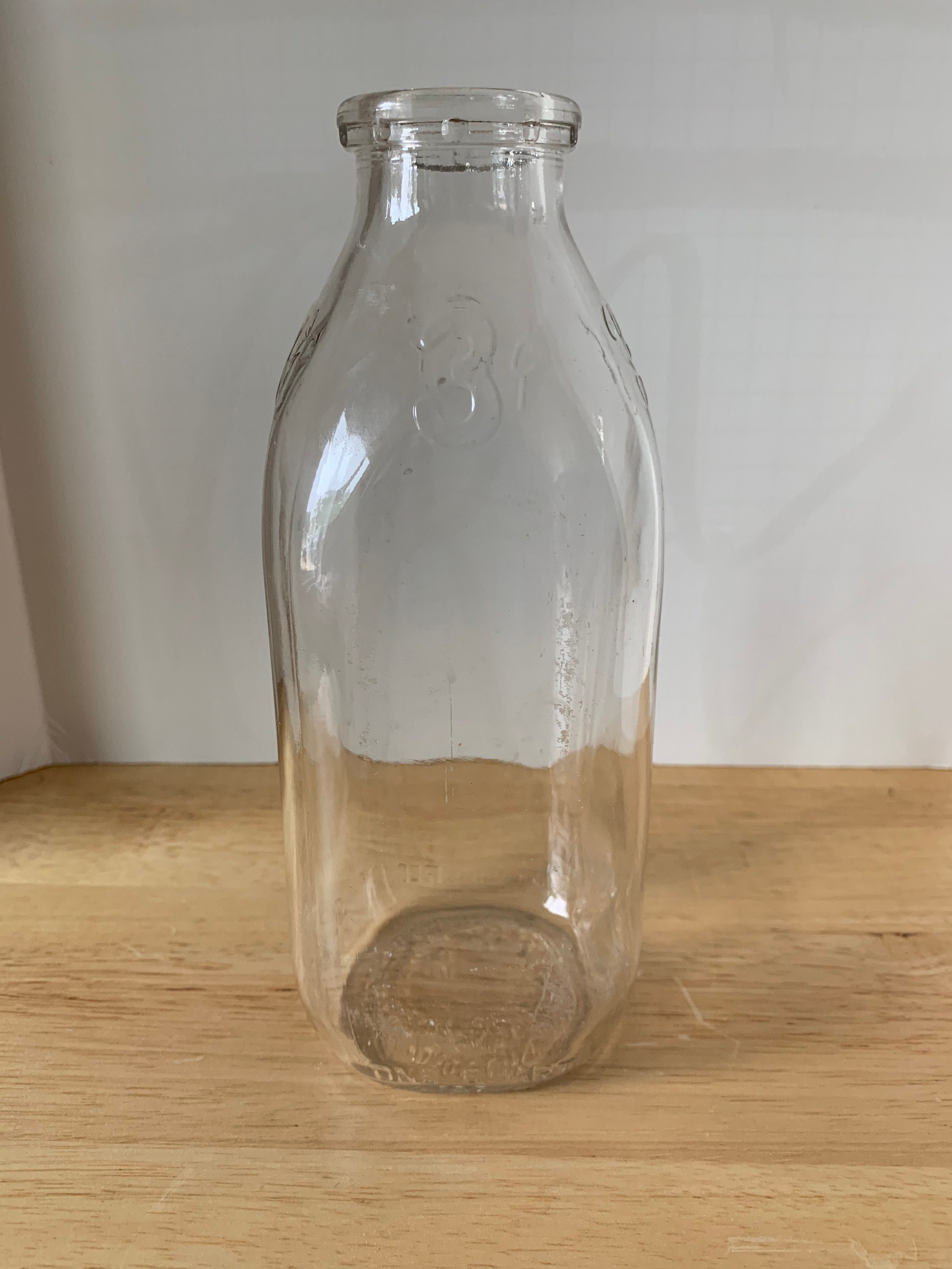 Vintage 3 cent quart glass milk bottle