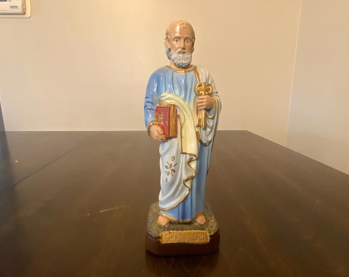 8 1/2" tall Sao Pedro - St. Peter Plaster Statue - made in Brazil