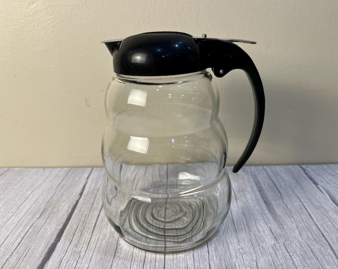 1950's beehive drip cut glass syrup dispenser