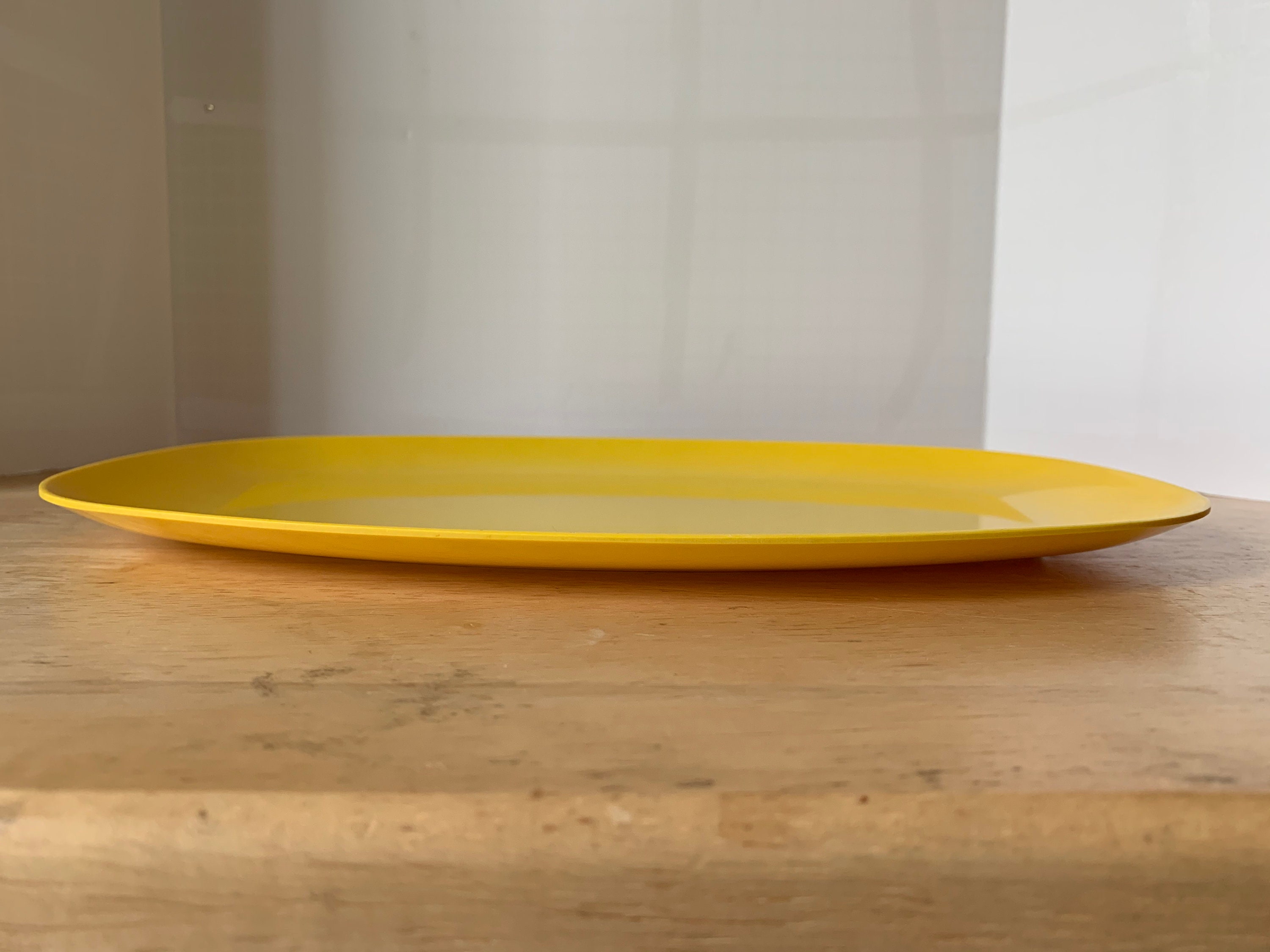 Vintage bright yellow melmac serviing platter