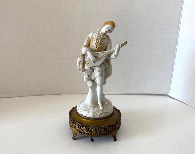 Rare 1920s Melodie Charms Music Box Porcelain Figurines by Beck on Brass Base  - Music Box Works and has on/off switch