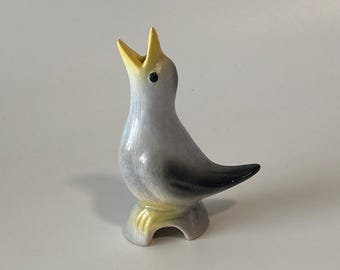Vintage Pie Bird in Grays, blues and yellow Hues
