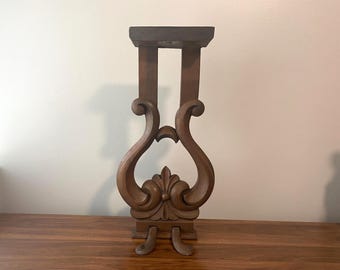 Late 1800s Victorian Rococo Style Square Grand Piano Carved Wood 2  Pedal Leg with floral motif and Scrollwork
