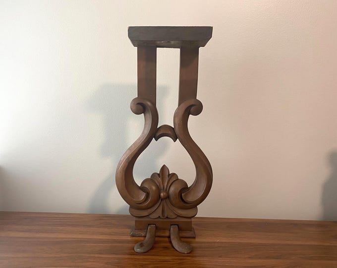 Late 1800s Victorian Rococo Style Square Grand Piano Carved Wood 2  Pedal Leg with floral motif and Scrollwork