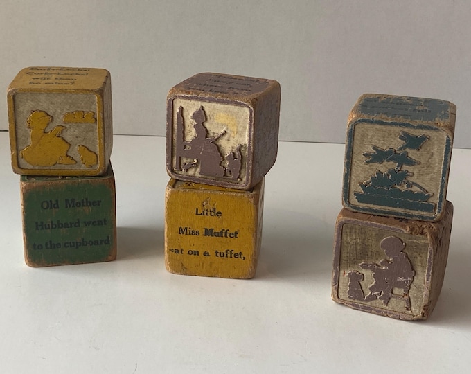 Choice of Vintage Nursery Rhyme 2" square Stacking Blocks