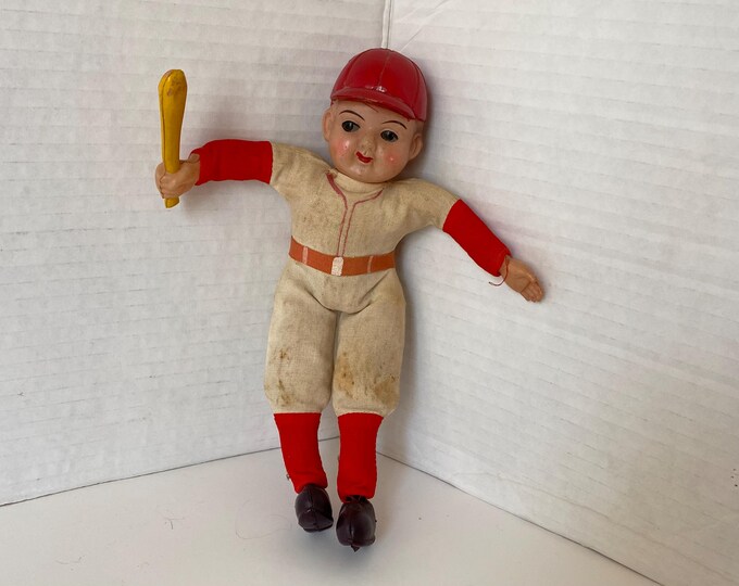 1950s Vintage Celluloid Baseball Player Doll Japan