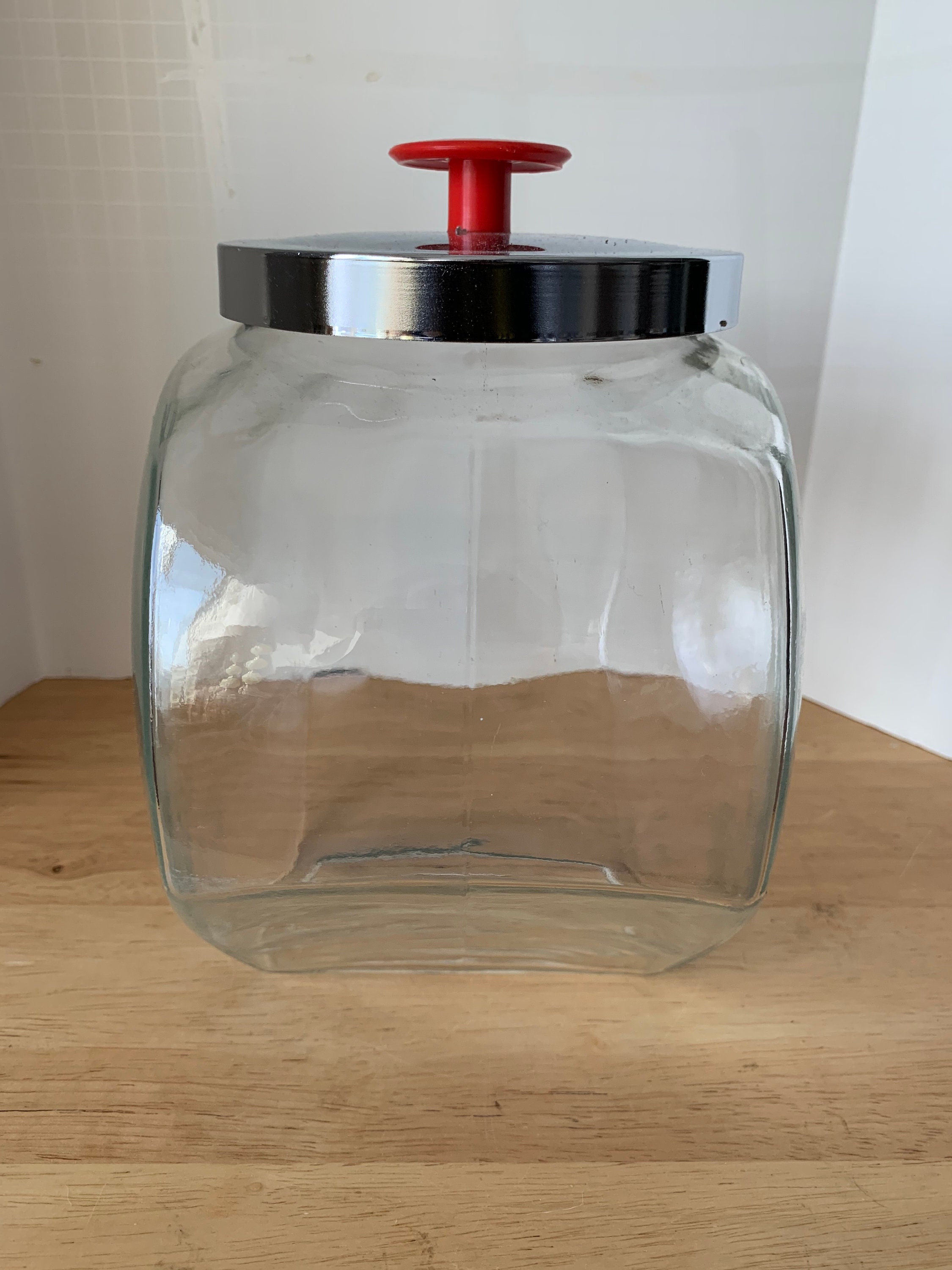 Glass tilt glass canister/jar with top Etsy